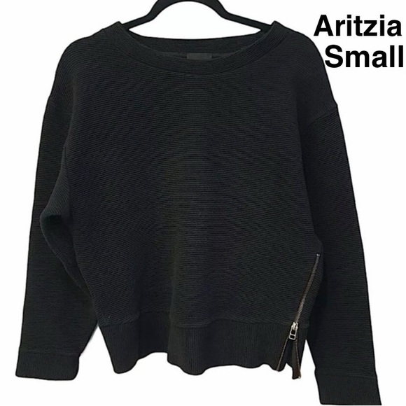 Aritzia Wilfred free Suzanna ribbed zipper side Sweater100% cotton black⭐️⭐️⭐️⭐️ - Picture 16 of 16
